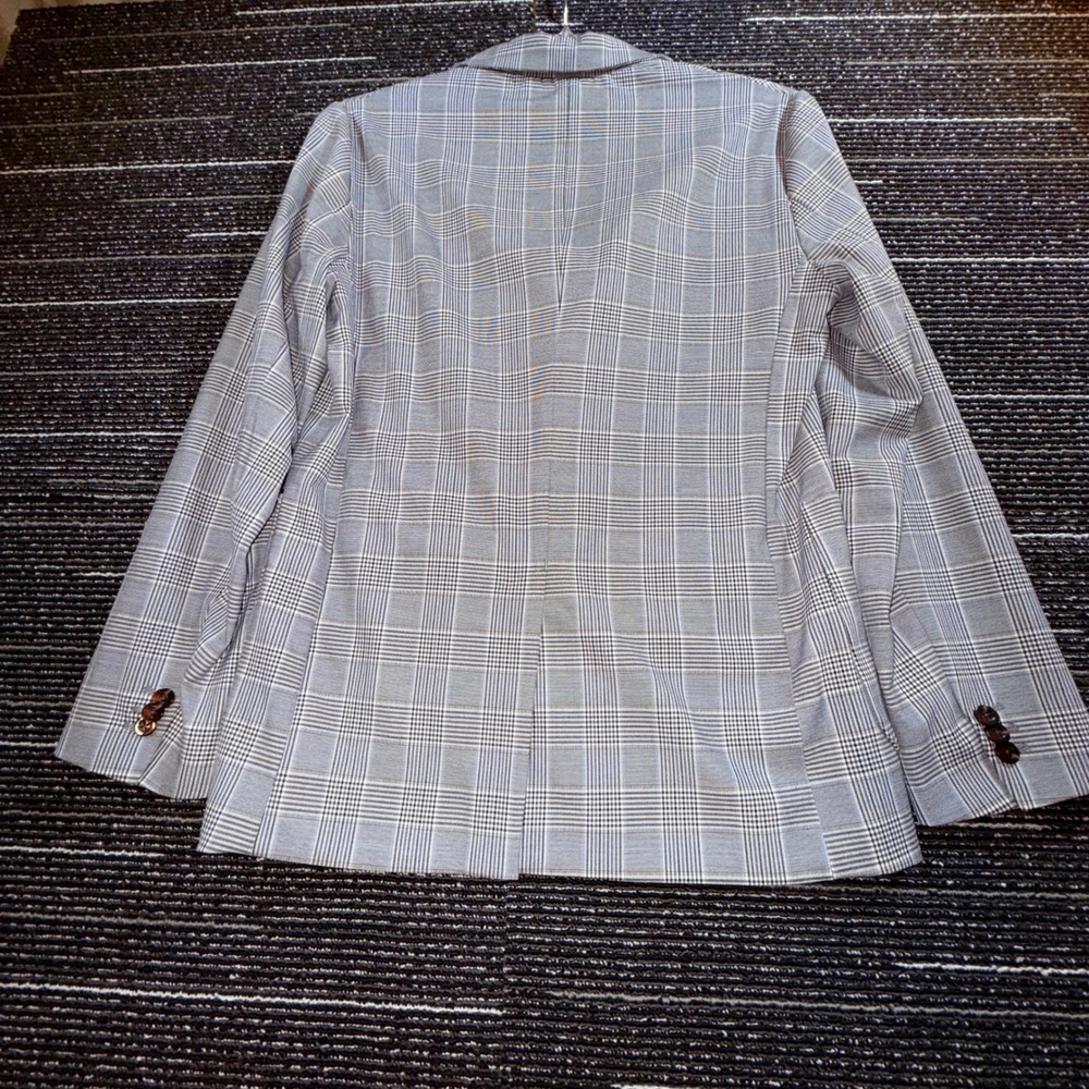 Houston White Plaid Blazer Shorts Set Women M NWT Grey Glen Check Suit - Picture 12 of 16